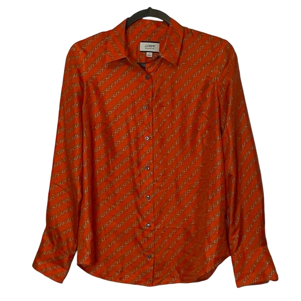 J.Crew Collection silk twill shirt in chains print